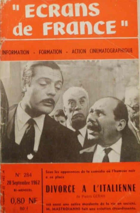 ECRANS DE FRANCE magazine side cover Issue 284 20 September 1962