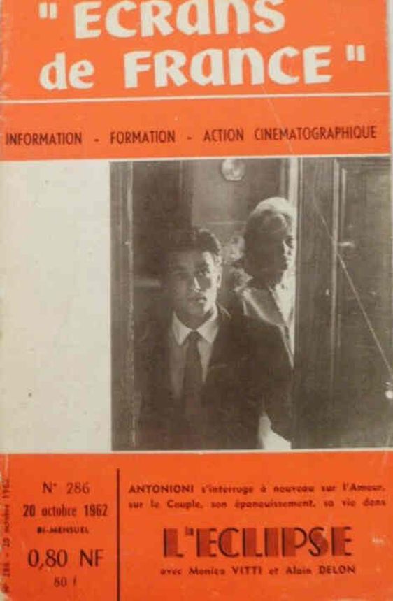 ECRANS DE FRANCE magazine side cover Issue 286 20 October 1962