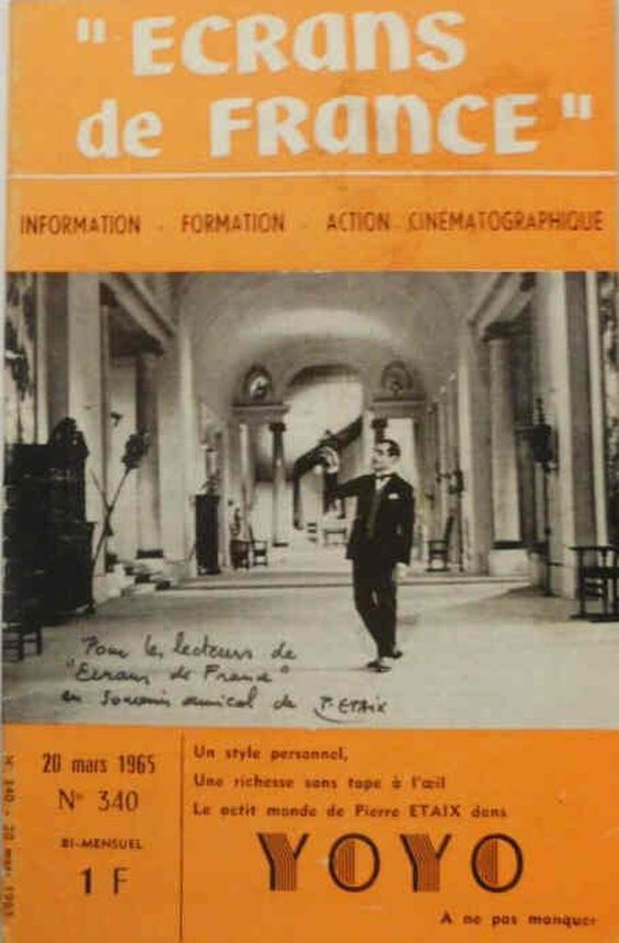 ECRANS DE FRANCE magazine side cover Issue 340 20 March 1965