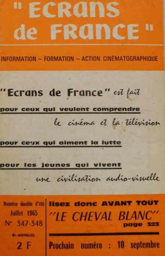 ECRANS DE FRANCE magazine side cover Issue 347-48  July 1965