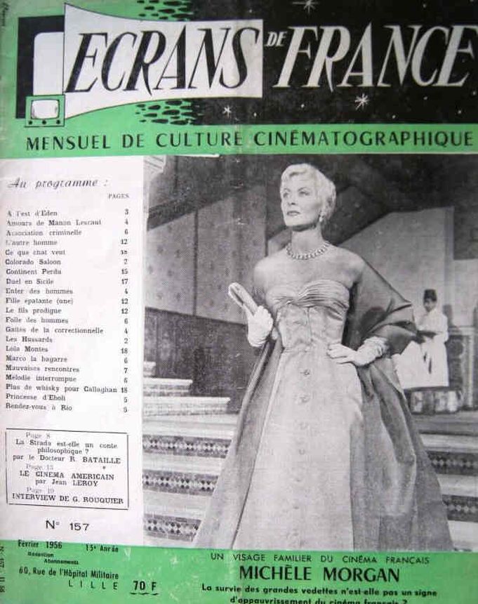 ECRANS DE FRANCE magazine side cover Issue 157  February 1956