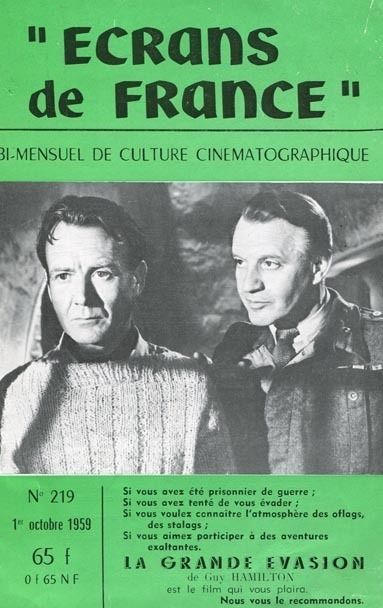 ECRANS DE FRANCE magazine side cover Issue 219 1 October 1959