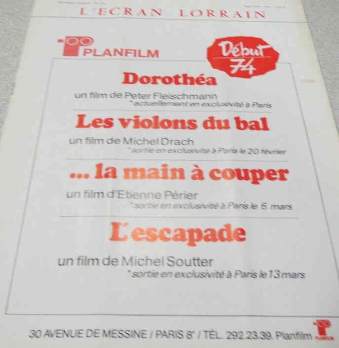 ECRAN LORRAIN | L magazine side cover Issue 321  March 1974