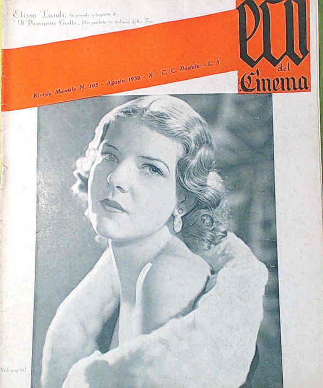 ECO DEL CINEMA magazine side cover Issue 105  August 1932