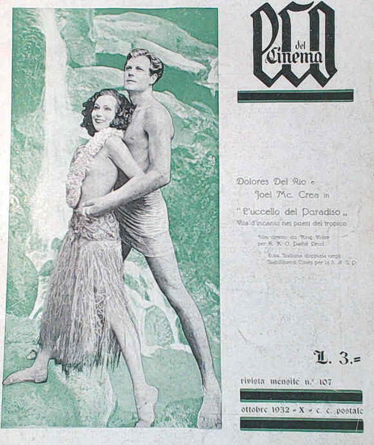 ECO DEL CINEMA magazine side cover Issue 107  October 1932