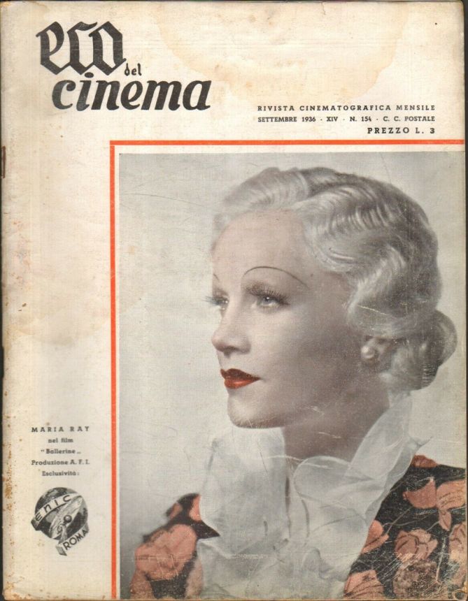 ECO DEL CINEMA magazine side cover Issue 154  September 1936