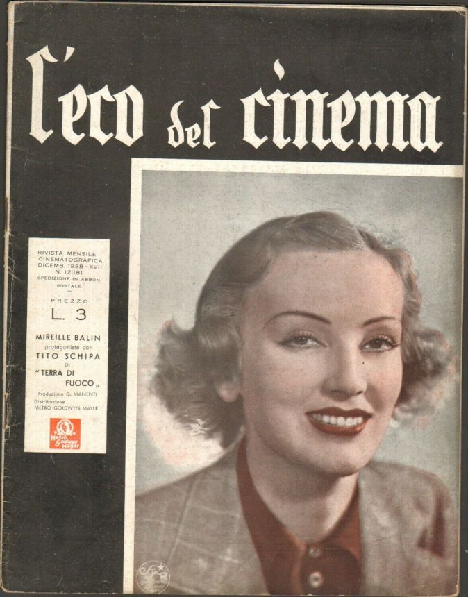 ECO DEL CINEMA magazine side cover Issue 181  December 1938