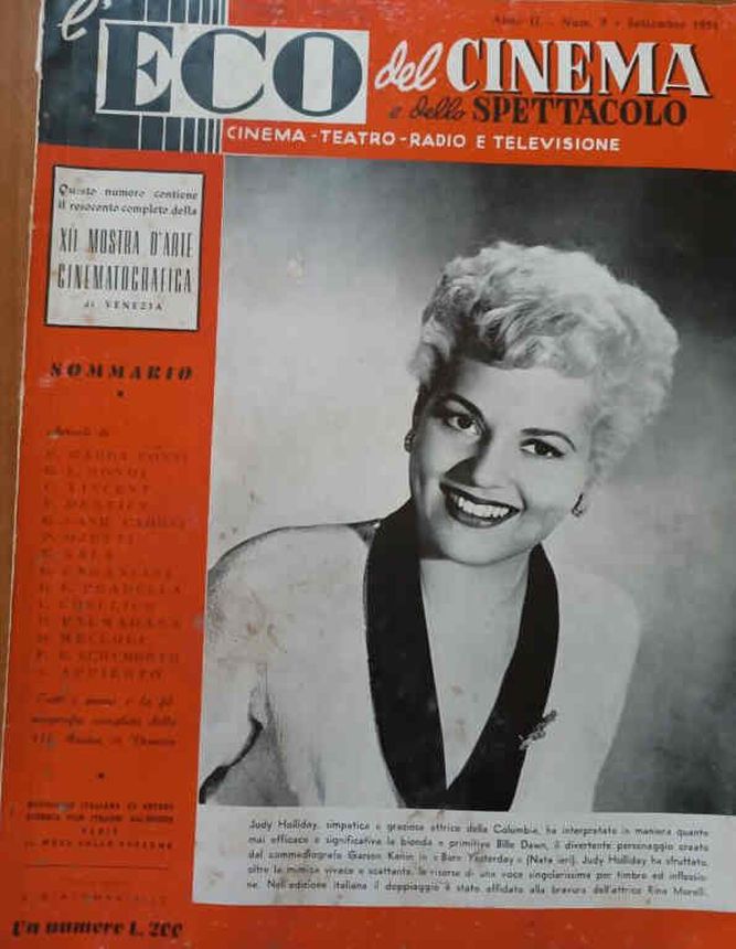 ECO DEL CINEMA E DELLO SPETTACOLO magazine side cover Issue 9  September 1951