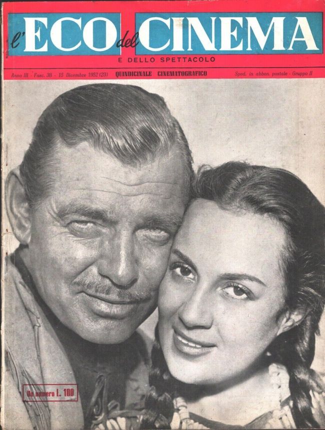 ECO DEL CINEMA E DELLO SPETTACOLO magazine side cover Issue 38 15 December 1952