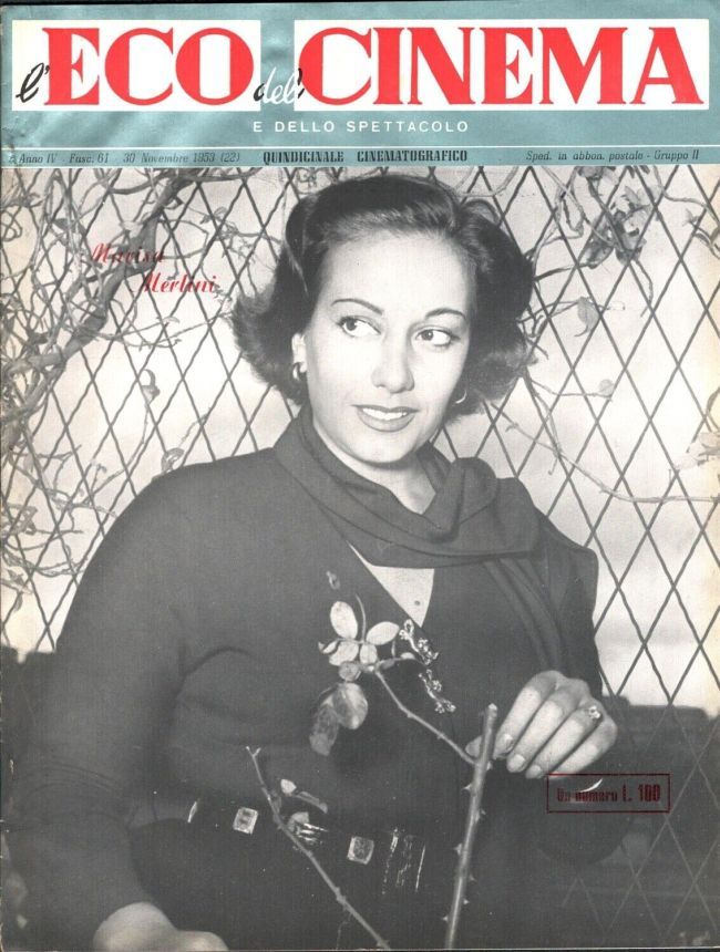 ECO DEL CINEMA E DELLO SPETTACOLO magazine side cover Issue 61 30 November 1953