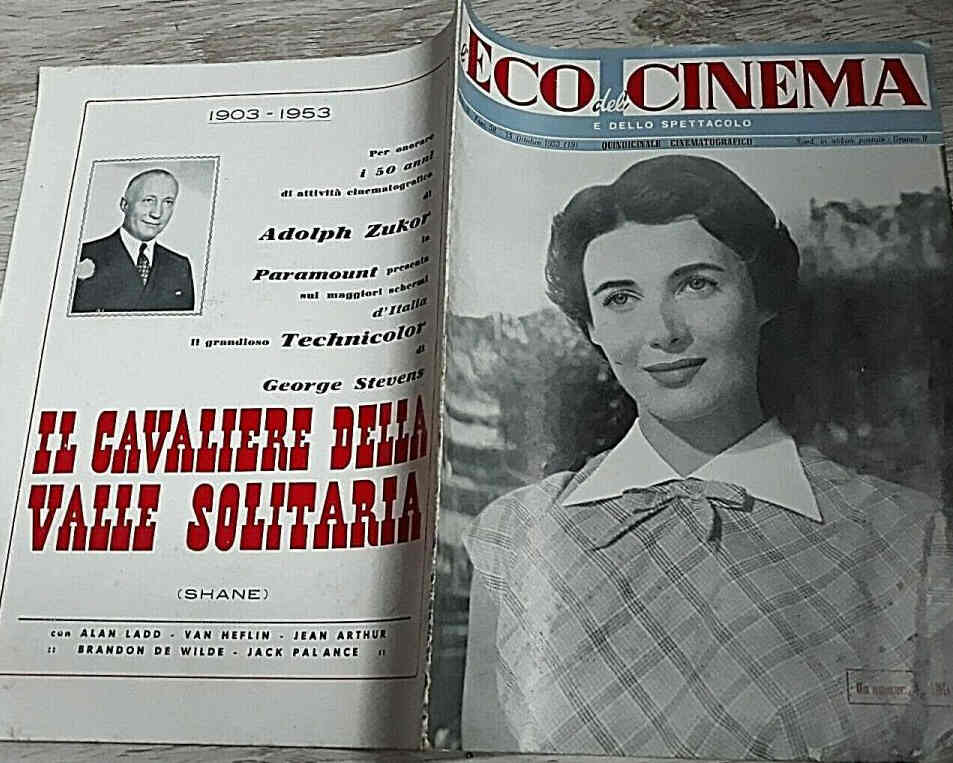 ECO DEL CINEMA E DELLO SPETTACOLO magazine side cover Issue 58 15 October 1953