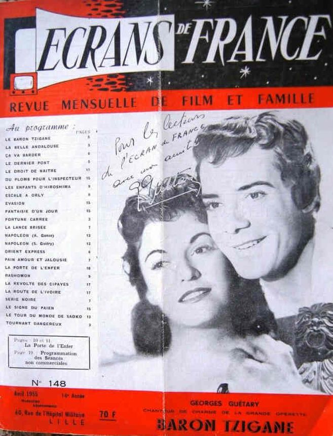 ECRANS DE FRANCE magazine side cover Issue 148 1 April 1955