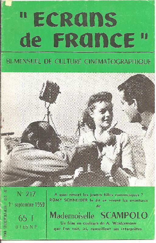 ECRANS DE FRANCE magazine side cover Issue 217 1 September 1959