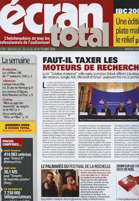 ECRAN TOTAL magazine side cover Issue 770 23 September 2009
