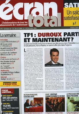 ECRAN TOTAL magazine side cover Issue 775 28 October 2009