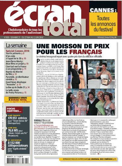 ECRAN TOTAL magazine side cover Issue 805 27 May 2010