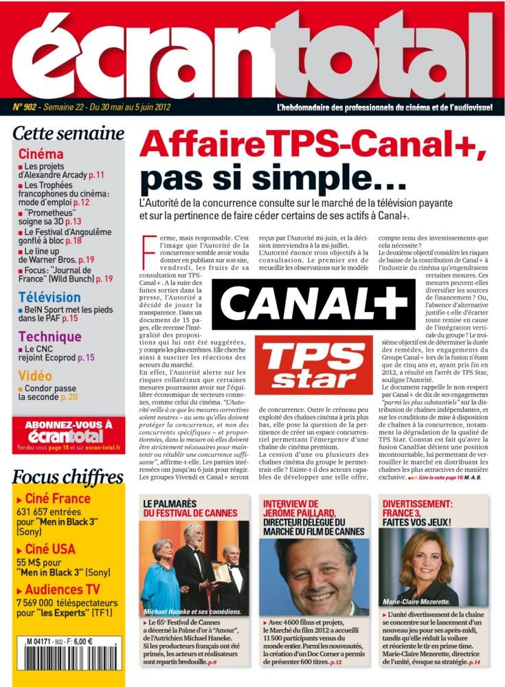 ECRAN TOTAL magazine side cover Issue 902 30 May 2012