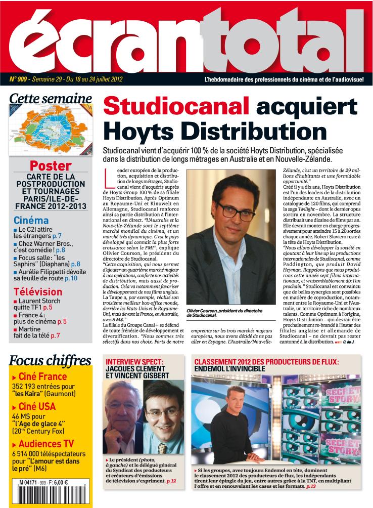 ECRAN TOTAL magazine side cover Issue 909 18 July 2012