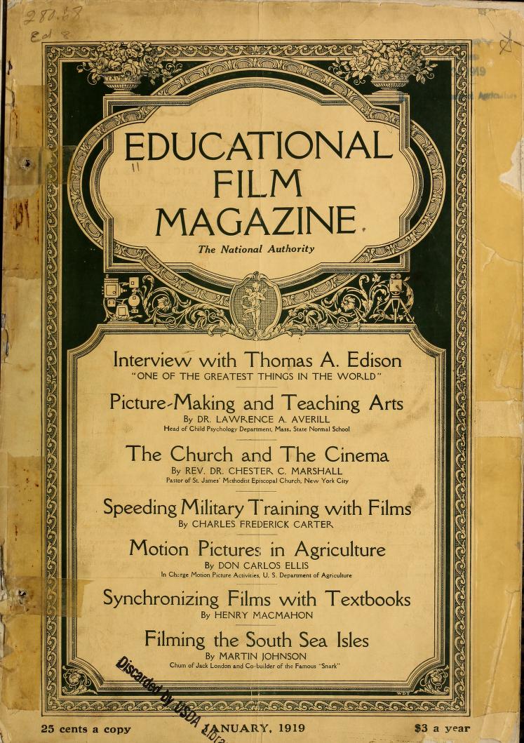 EDUCATIONAL FILM MAGAZINE magazine side cover Issue 1 January 1919