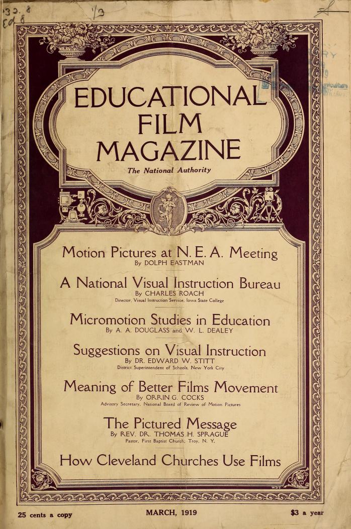 EDUCATIONAL FILM MAGAZINE magazine side cover March 1919