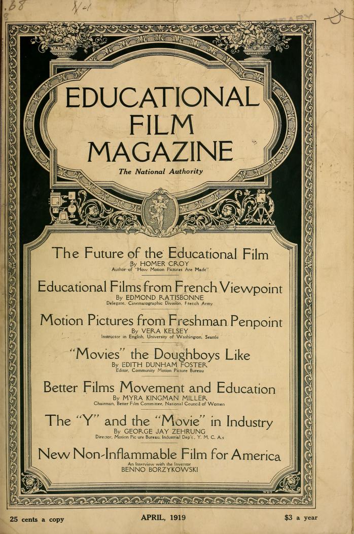 EDUCATIONAL FILM MAGAZINE magazine side cover April 1919
