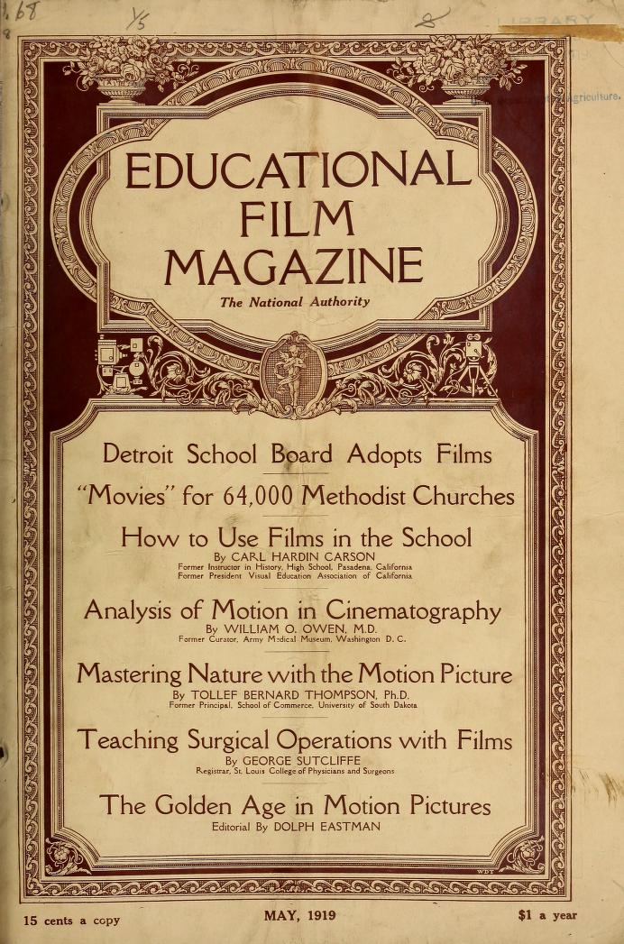 EDUCATIONAL FILM MAGAZINE magazine side cover May 1919