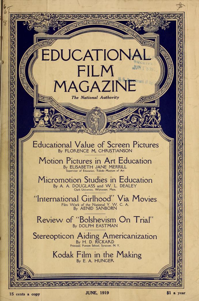 EDUCATIONAL FILM MAGAZINE magazine side cover June 1919