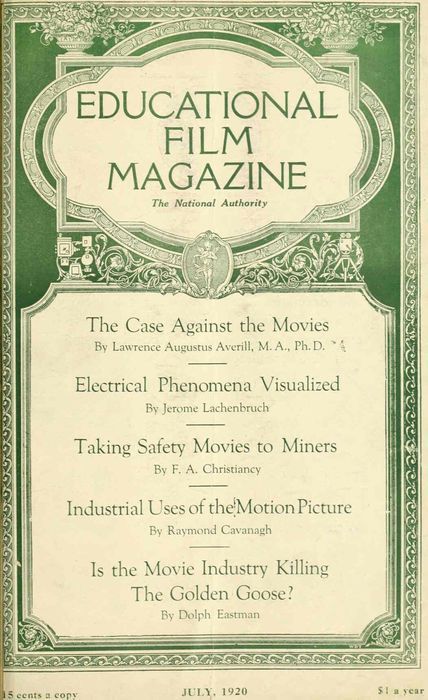 EDUCATIONAL FILM MAGAZINE magazine side cover July 1920