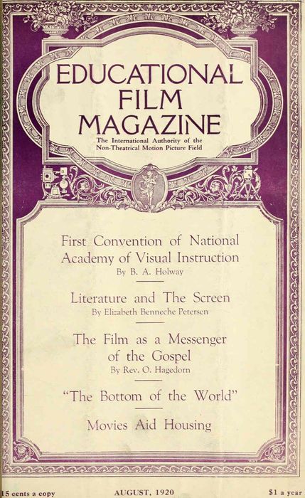EDUCATIONAL FILM MAGAZINE magazine side cover August 1920