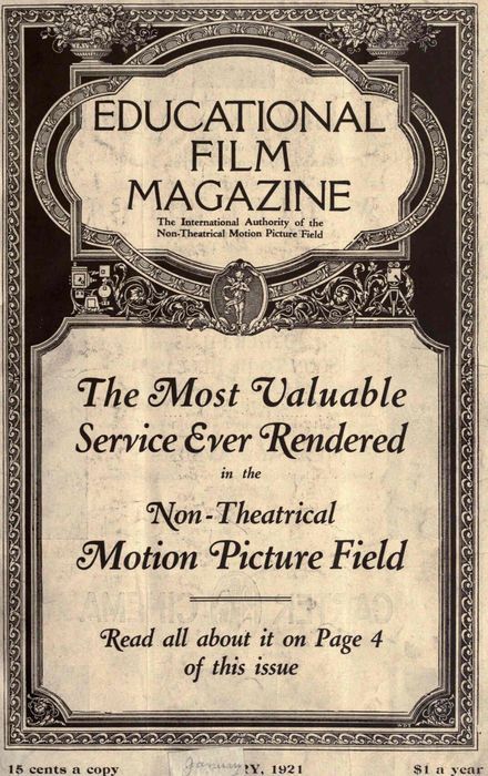 EDUCATIONAL FILM MAGAZINE magazine side cover January 1921