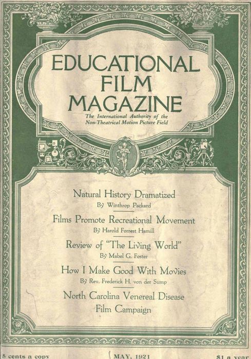 EDUCATIONAL FILM MAGAZINE magazine side cover May 1921