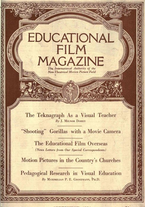 EDUCATIONAL FILM MAGAZINE magazine side cover September 1921