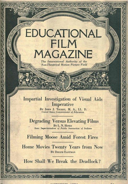 EDUCATIONAL FILM MAGAZINE magazine side cover October 1921