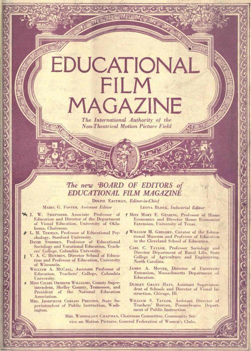 EDUCATIONAL FILM MAGAZINE magazine side cover November 1921