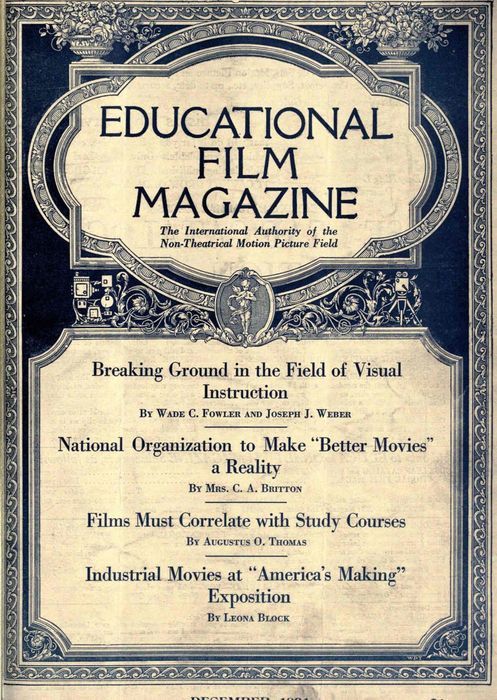EDUCATIONAL FILM MAGAZINE magazine side cover December 1921