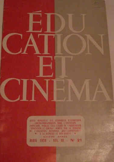 EDUCATION ET CINEMA magazine side cover Issue 21 April 1959