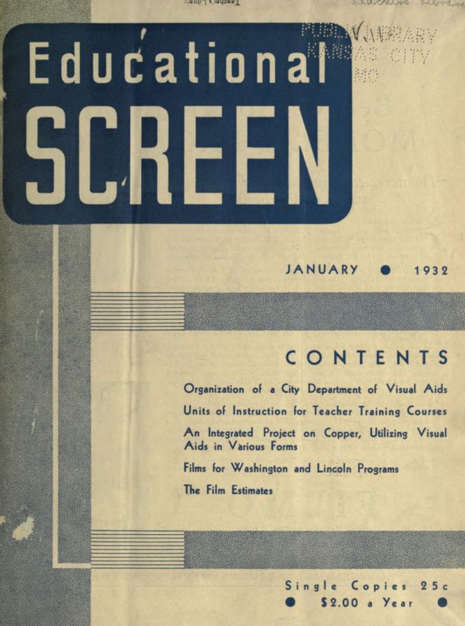 EDUCATIONAL SCREEN magazine side cover January 1932