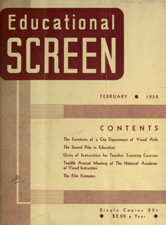 EDUCATIONAL SCREEN magazine side cover February 1932