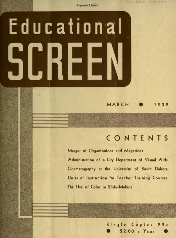 EDUCATIONAL SCREEN magazine side cover March 1932