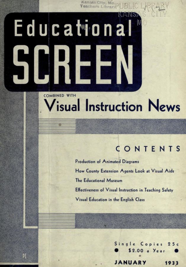 EDUCATIONAL SCREEN magazine side cover January 1933