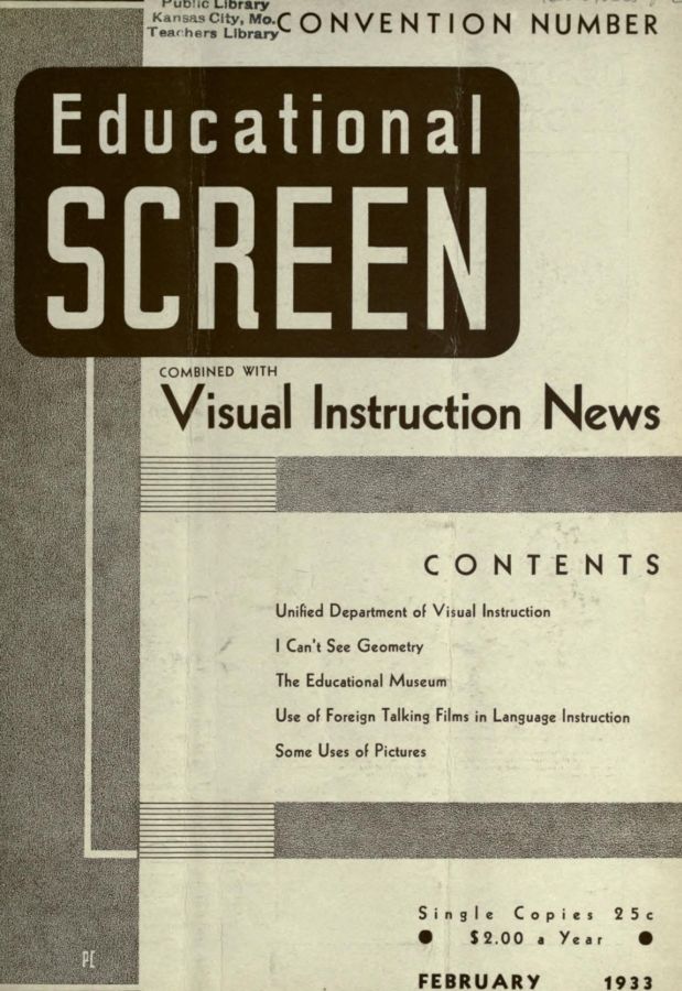 EDUCATIONAL SCREEN magazine side cover February 1933