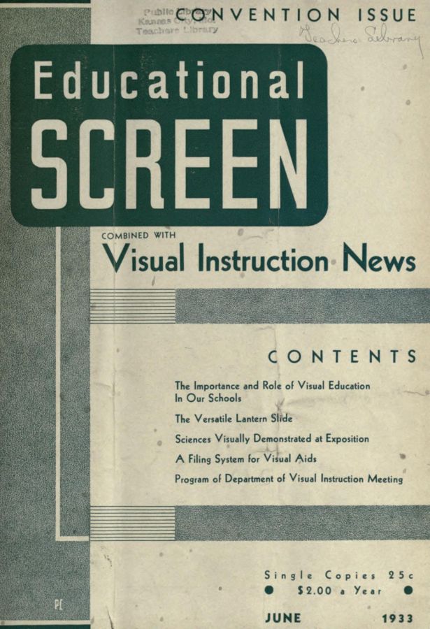 EDUCATIONAL SCREEN magazine side cover June 1933
