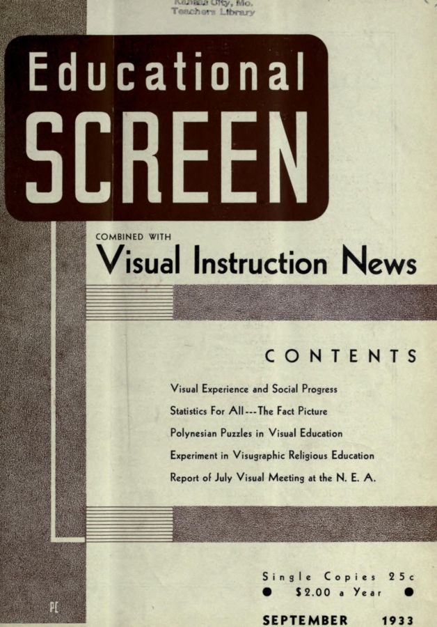 EDUCATIONAL SCREEN magazine side cover September 1933