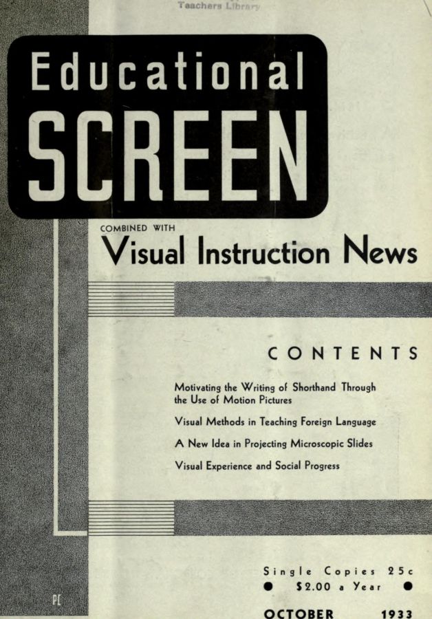 EDUCATIONAL SCREEN magazine side cover October 1933
