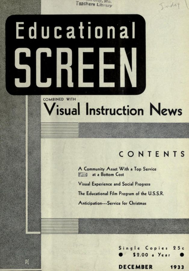 EDUCATIONAL SCREEN magazine side cover December 1933