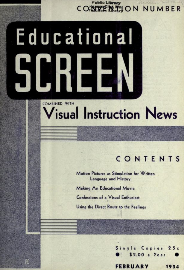 EDUCATIONAL SCREEN magazine side cover February 1934