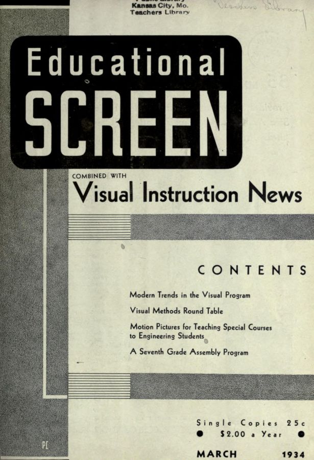 EDUCATIONAL SCREEN magazine side cover March 1934