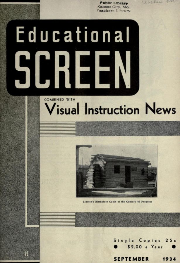 EDUCATIONAL SCREEN magazine side cover September 1934