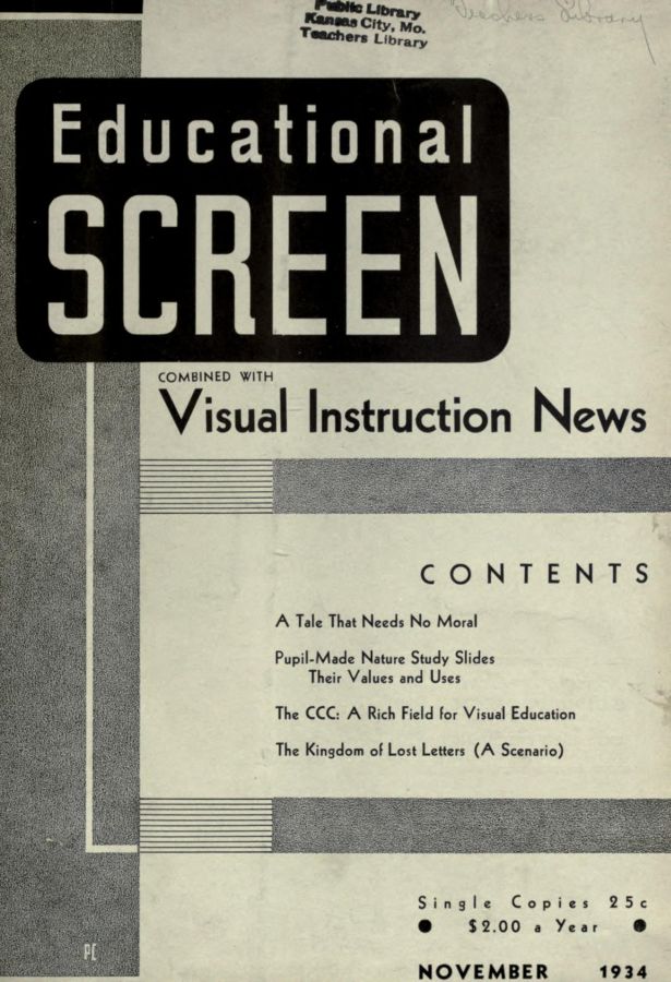 EDUCATIONAL SCREEN magazine side cover November 1934