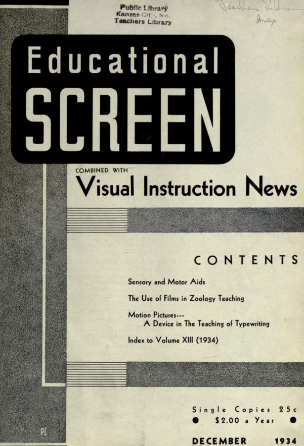 EDUCATIONAL SCREEN magazine side cover December 1934